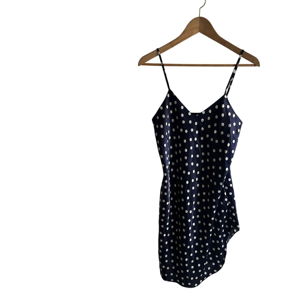 Vintage polka dot blue and white slip dress small